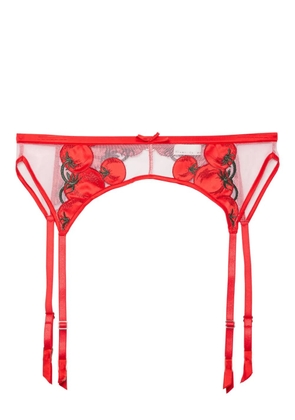Fleur Du Mal Pomodoro embroidered garter belt