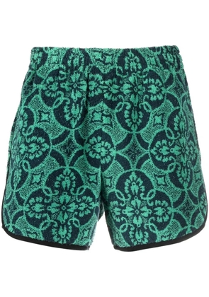 Marine Serre Oriental Towels track shorts - Green