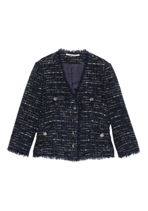 Tagliatore tweed frayed-edge jacket - Blue