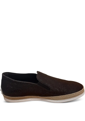 Tod's embossed-leather loafers - Brown
