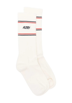 Autry x Maison Kitsuné striped logo socks - White