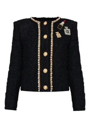 Balmain patch-detail tweed jacket - Black