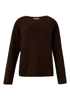 D.Exterior cable-knit sweater - Brown