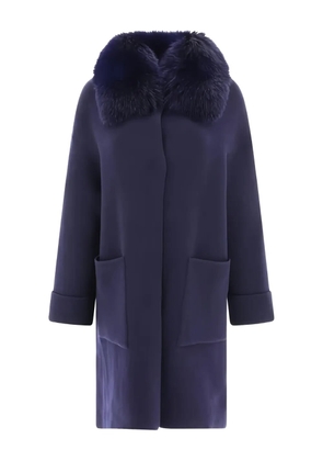 GIOVI fur-collar wool coat - Blue