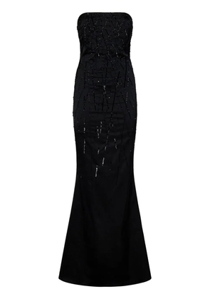 ROOM76 crystal-embellished satin gown - Black