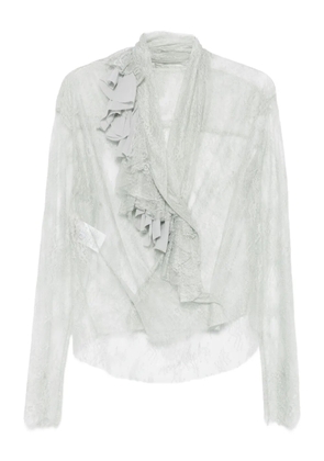 Alberta Ferretti lace ruffled top - Neutrals
