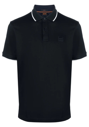 BOSS logo-embossed piqué polo shirt - Blue