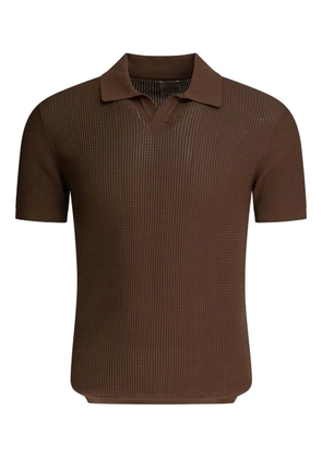 RAKKI waffle-knit polo shirt - Brown