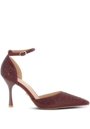 TWENTY FOURHAITCH 90mm rhinestone-embellished ankle-strap pumps - Red