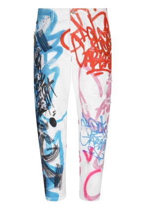 Dolce & Gabbana graffiti-print straight leg jeans - Blue