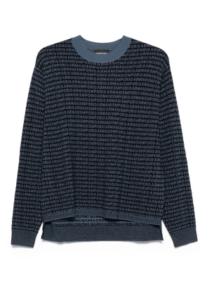Emporio Armani logo-print wool sweater - Blue