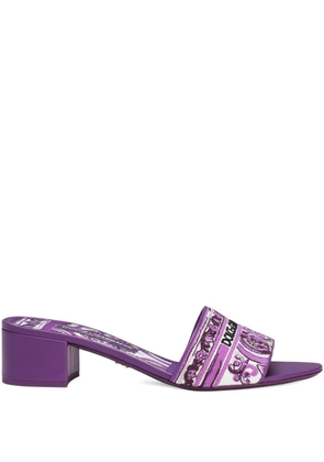 Dolce & Gabbana 40mm Majolica-jacquard sandals - Purple