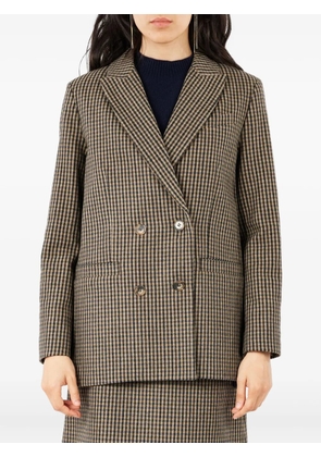 A.P.C. Gingham-check double-breasted coat - Brown