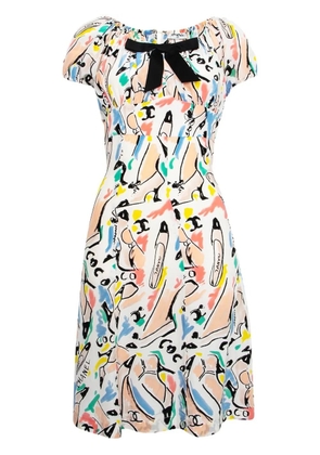 CHANEL Pre-Owned 1990s graphic-print silk dress - Multicolour