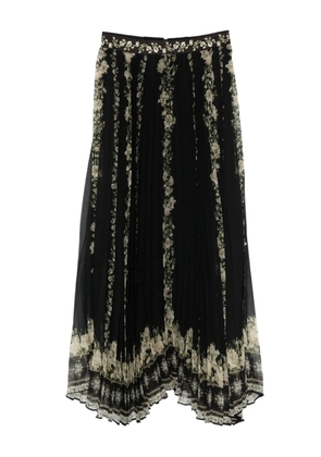 alice + olivia Katz floral pleated maxi skirt - Black