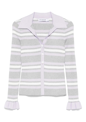 Self-Portrait striped cardigan - Grey