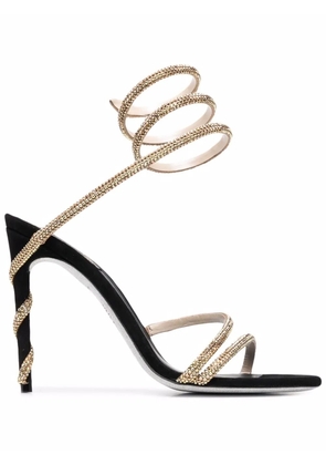René Caovilla Margot 120mm jewelled snake sandals - Black