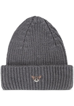 PELO FOUNDATION dog-appliqué beanie - Grey
