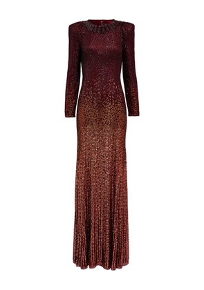 Jenny Packham Sisi sequin-embellished puff-sleeve gown - Red