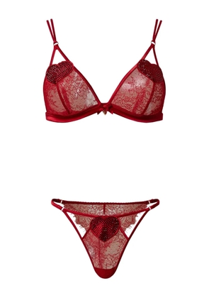 TWINSET lace triangle bra and briefs set - Red