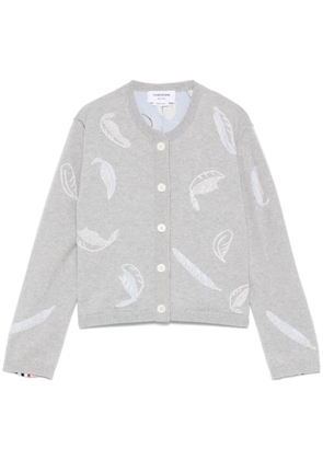 Thom Browne feather-intarsia cropped cardigan - Grey