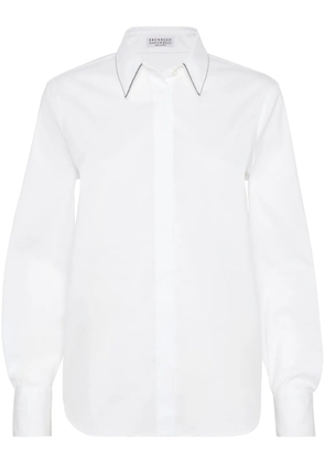 Brunello Cucinelli collar-trim long-sleeve shirt - White