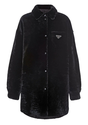 Prada triangle-logo reversible coat - Black