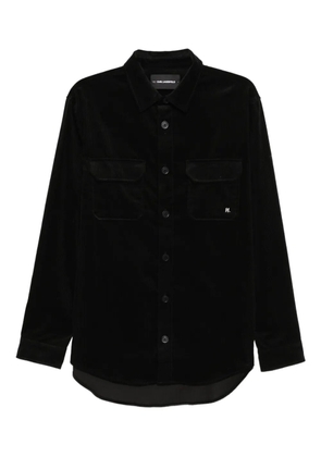 Karl Lagerfeld logo-patched corduroy overshirt - Black