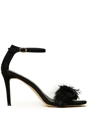 TWINSET 90mm feather-detail leather sandals - Black