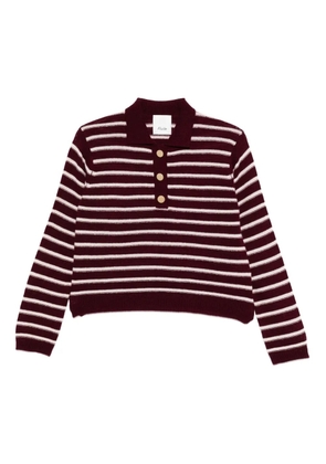 Allude striped button-placket polo top - Red