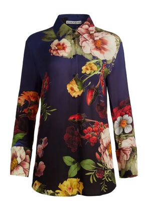 alice + olivia Finely floral button-down shirt - Blue