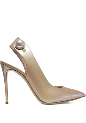 Casadei 100mm embellished sling-back pumps - Gold