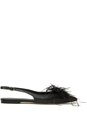 TWINSET feather-detail slingback ballet flats - Black