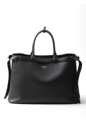 Prada Prada Buckle double-belt leather tote bag - Black