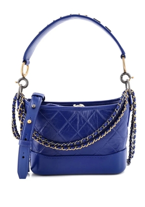 CHANEL Pre-Owned Gabrielle with Logo Handle Quilted Aged Calfskin Small hobo bag - Blue