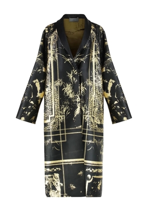 Alberta Ferretti shawl-lapels brocade cape - Black