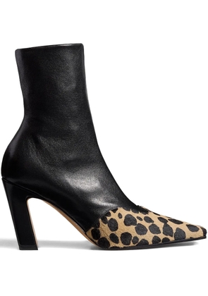 KHAITE 85mm Nevada hyena-print square toe boots - Black