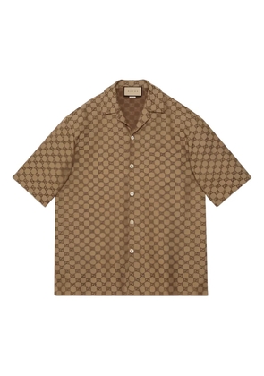 Gucci GG short-sleeved linen shirt - Brown