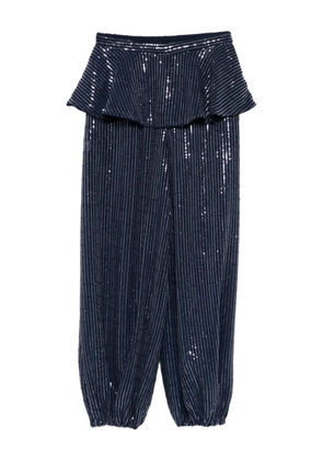 Adriana Degreas sequin-embellished ruffled trousers - Blue