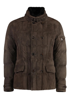 Moorer shearling-collar quilted jacket - Brown