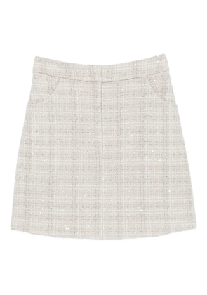Emporio Armani tweed check-print sequin-detail mini skirt - Grey