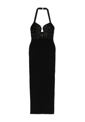 Herve Leger Reina Gown embellished halter-neck midi dress - Black