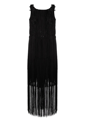 Alberta Ferretti mid-length embellished tassel dress - Black