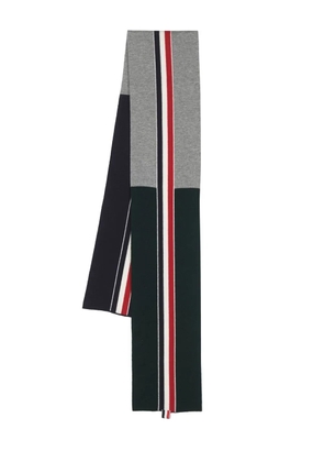 Thom Browne tricolour detail knitted scarf - Blue