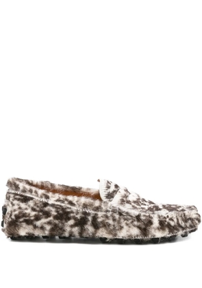 Tod's Gommino leopard-print pony-hair loafers - Brown