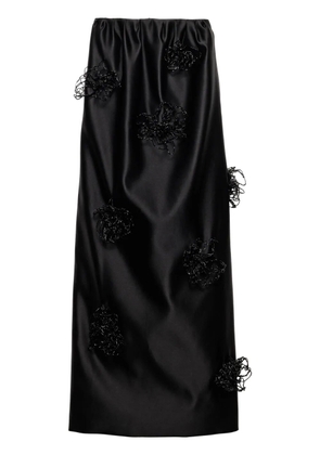 Prada embroidered satin maxi skirt - Black