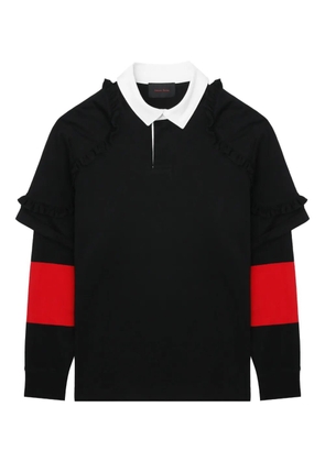 Simone Rocha ruffled-sleeve rugby polo shirt - Black