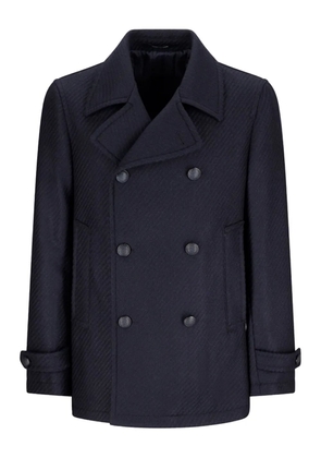 Tagliatore double-breasted herringbone coat - Blue