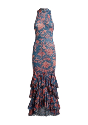 ETRO floral-print ruffled dress - Blue