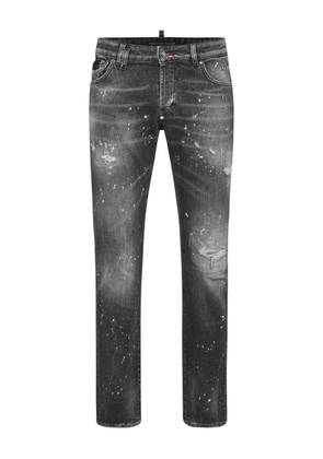 Philipp Plein distressed paint-splattered jeans - Grey